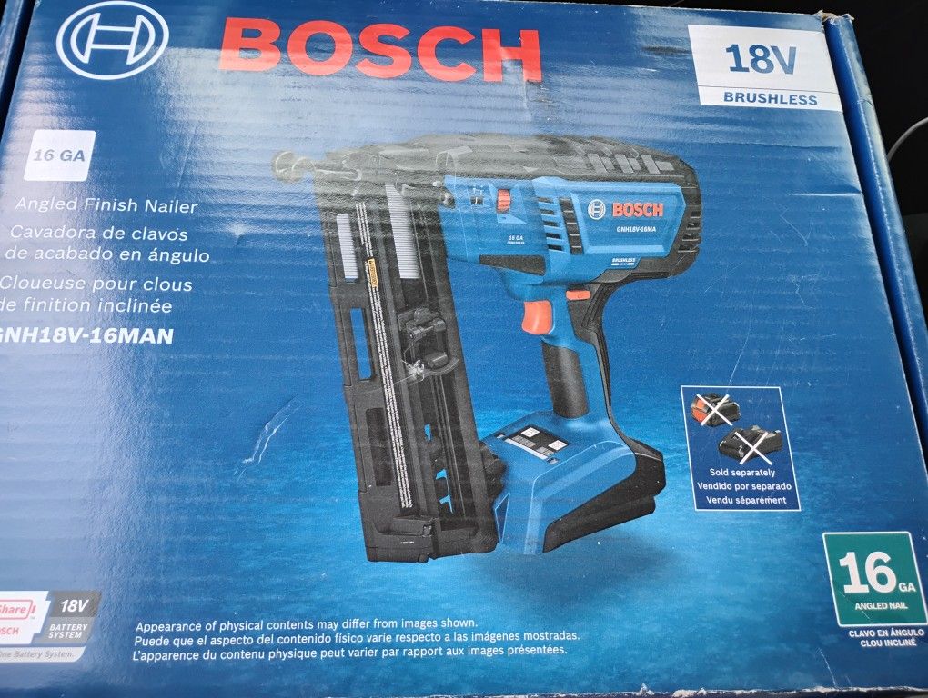Bosch 18v 16 Ga Cordless Angled Finish Nailer Kit 