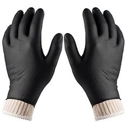 Nechtik BBQ Gloves disposable - 4 Cotton Glove Liners and 100 Disposable Gloves - Meat Gloves - Machine Washable - Powder Free Latex Free, Black Nitri