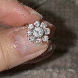 Vintage 14k Solid White Gold Natural Diamond Ring 