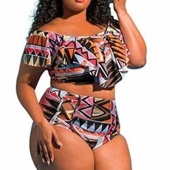 plus size ethnic print bikini swimsuit bathingsuit