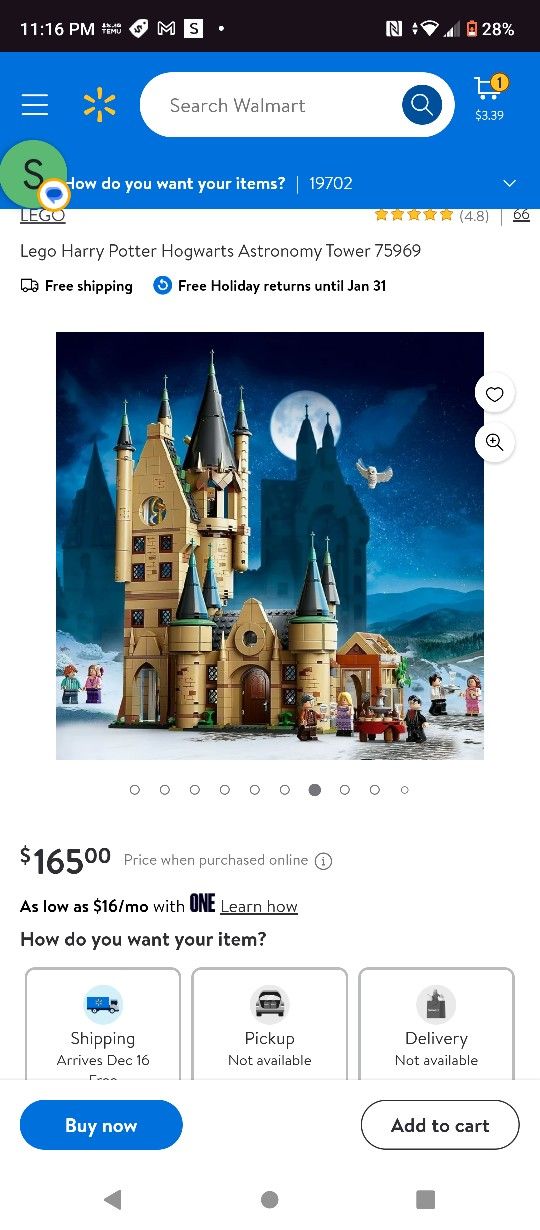 Harry Potter Hogwarts astronomy tower Lego Set