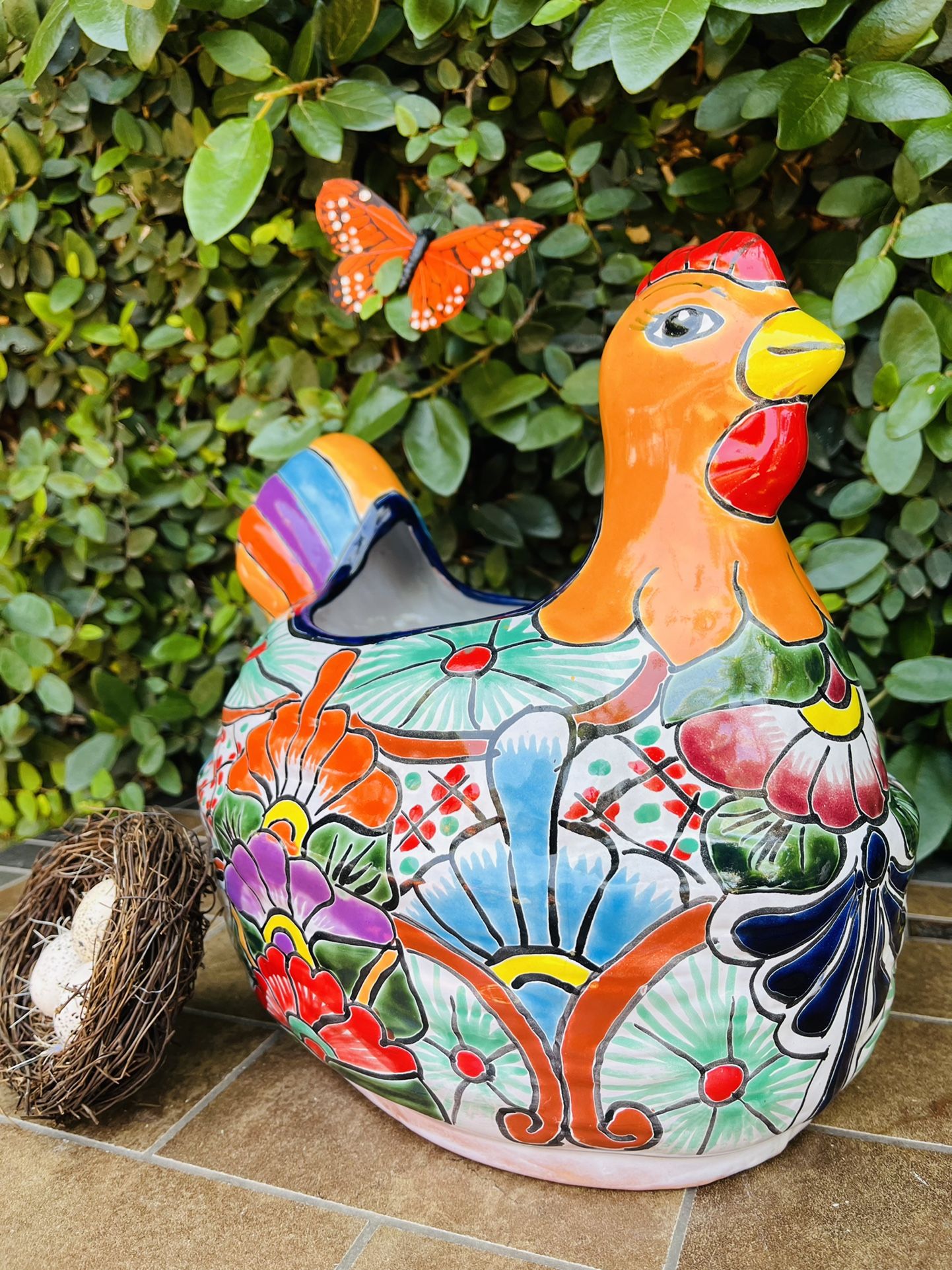 Large Talavera Chicken Pot Planter