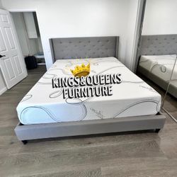 New King Bed Frame With Mattress 