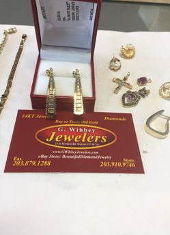 14 Kt tri color hanging earrings