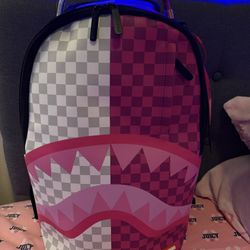 Sprayground Pink Checkered Shark Backpack – Like New