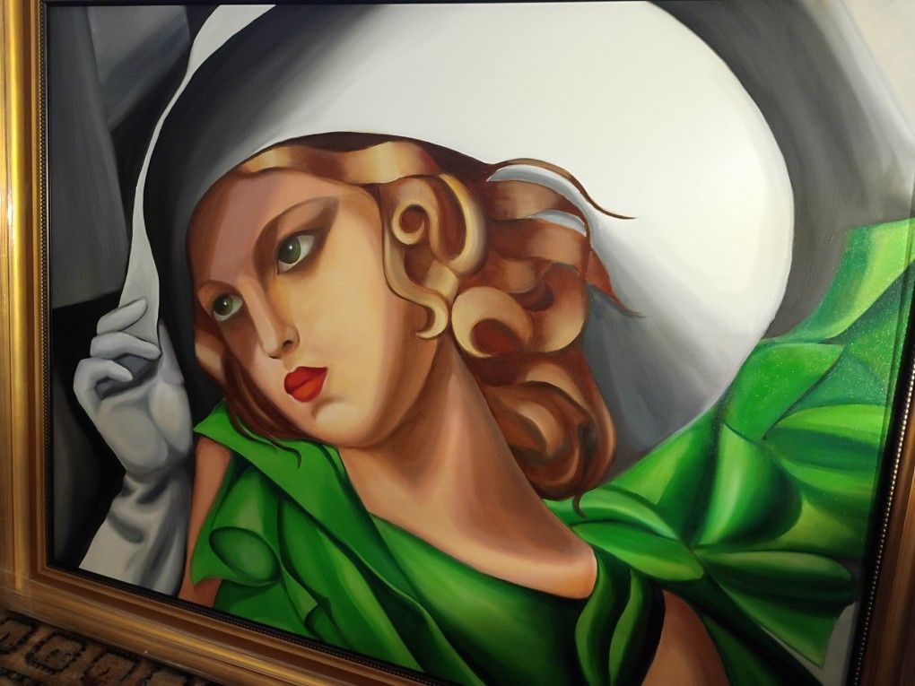 ART DECO Custom Framed Oil Painting On Canvas.