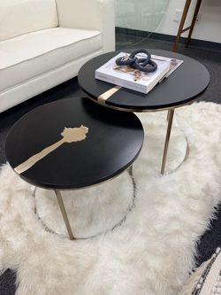 Round Black and Gold Nesting Coffee Tables