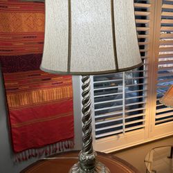 Tall 38” Table Lamp. Silver With Gold Tint. Extra Long Cord. 