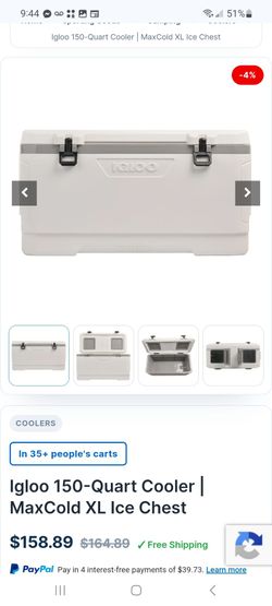 Igloo 150-Quart Cooler | MaxCold XL Ice Chest $130 each or 2 for $250