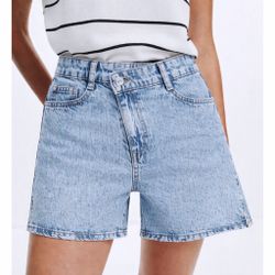 Zara High-Waisted Crossover Denim Short