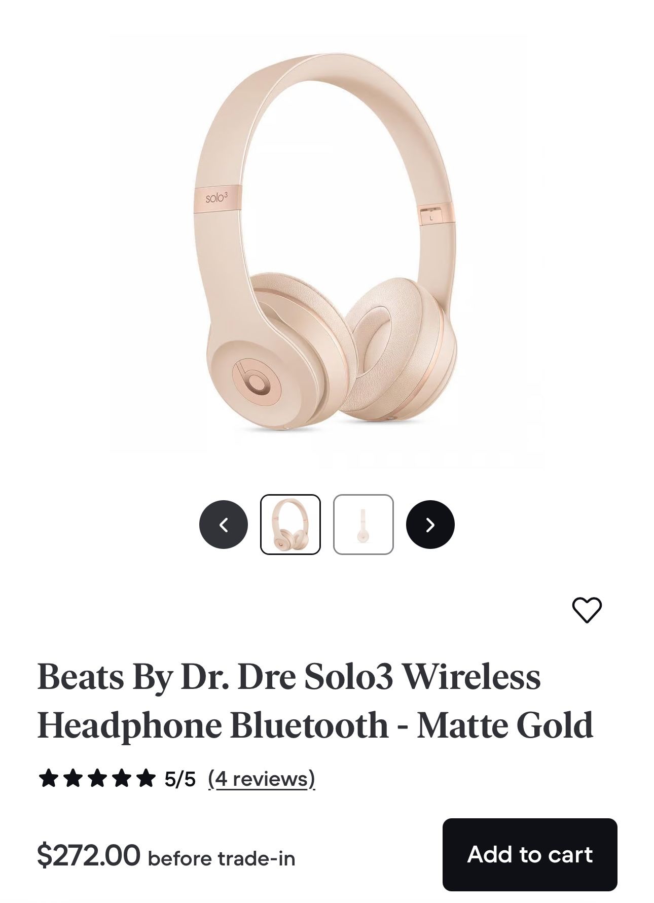 BEATS SOLO 3 Wireless Headphones Matte Gold