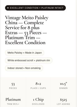 Vintage Meito Paisley China Set 53 Pieces