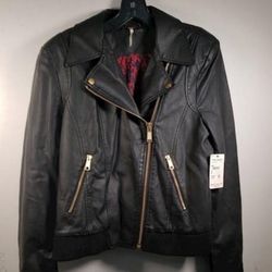 Free People Women Black Like Leather Jacket


