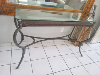 Glass Top Metal Console Table