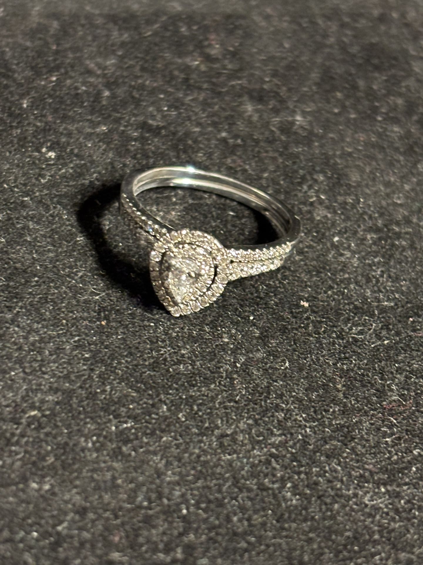 14kt White Gold Wedding Ring/band Fused Together .25 Karat Pear Diamond