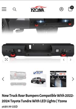 New Truck Rear Bumpers Compatible with 2022-2024 Toyota Tundra with LED Lights | Yzon