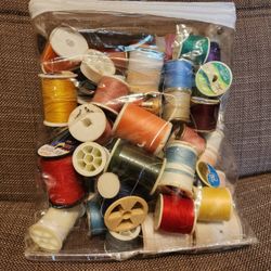 49 Rolls Of Vintage Used And Unused Sewing Thread