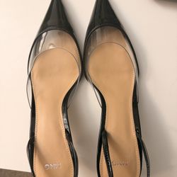 Mango Black Slingback Heels with Clear Panel – New (EU 38 / US 7.5)