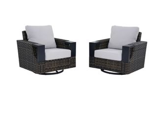 Better Homes & Gardens Rockport Club Swivel Chairs, Brown, 2 Pack