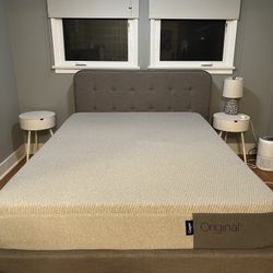 Queen Upholstered Bed Frame – Great Condition