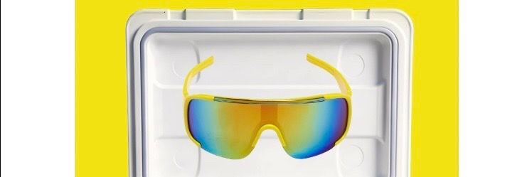 Yellow Shield Sunglasses with Rainbow Mirror Lens