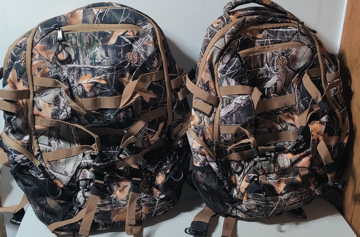 2 Hunting Back Packs Camo With Bow Arrow Holder & Rain Cover Molle Fishing Outdoor Camping Hiking Back Packs