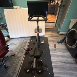 Peloton Bike +, reversible workout mat, 3LB weights, cycling shoes, 2 seats 