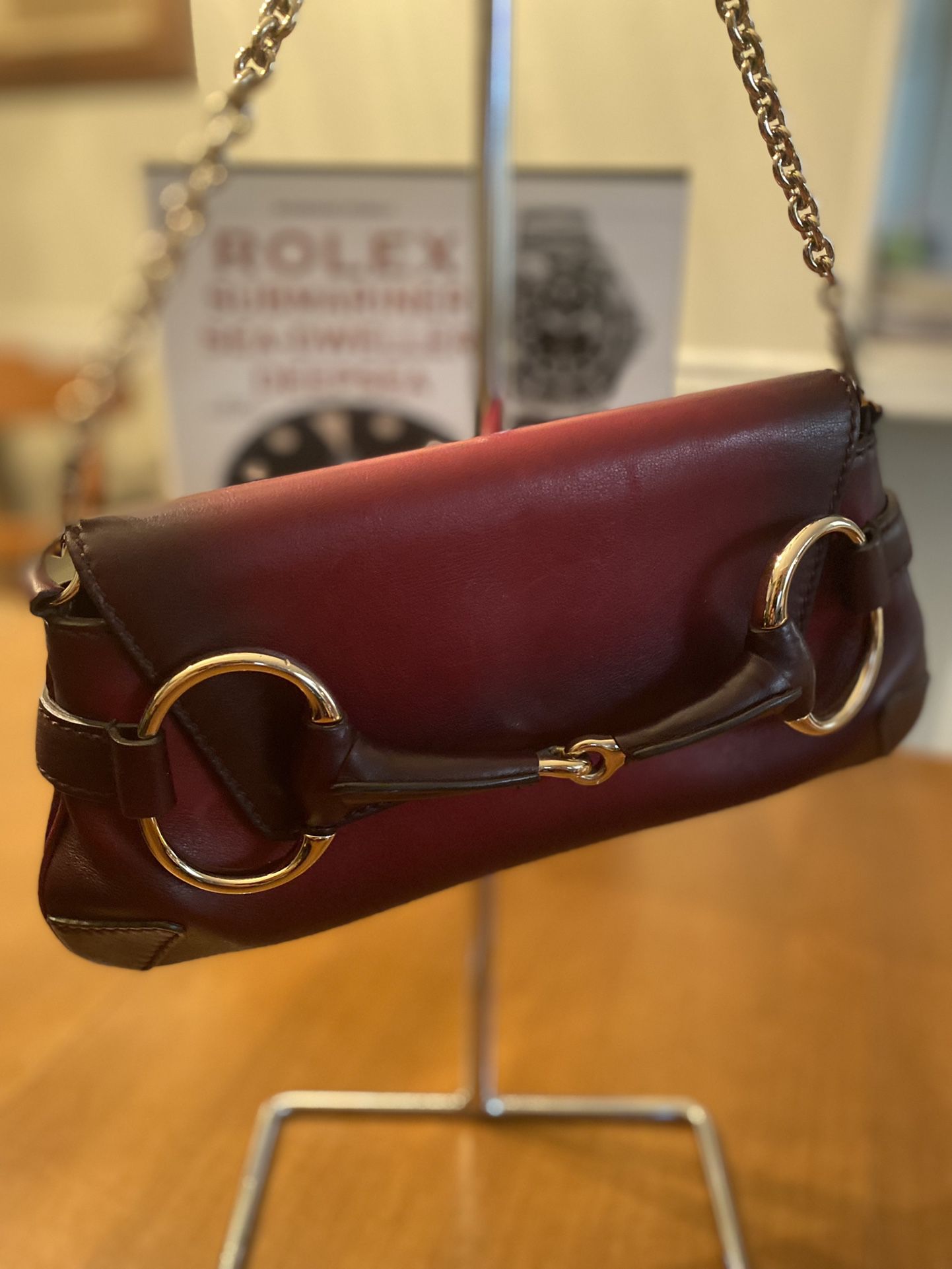 Vintage Gucci Leather 1921 Firenze Horsebit Chain Shoulder Bag