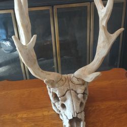 Three Piece Resin Deer Skull And Antlers 