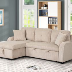 🤩🤩🤩Silvia Beige - Sectional With Pull-Out Bed **NEW ARRIVAL**🤩🤩🤩