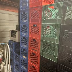 13x13x11 Milk Crates black ,red,blue,green