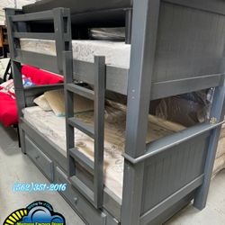 Triple Twin Grey Litera Nueva Bunk Bed New
