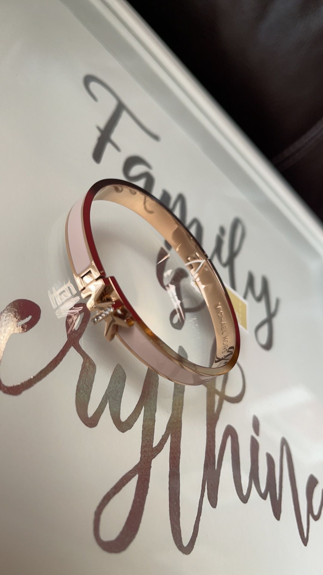 Michael Kors Pink Enamel Logo Bangle Bracelets NIX