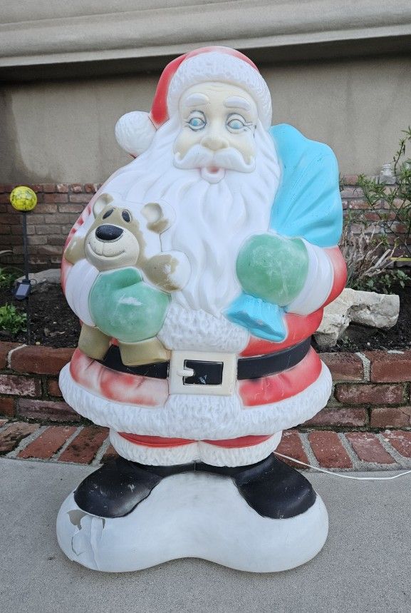 VINTAGE SANTA CLAUS BLOW MOLD 40 INCHES TALL CHRISTMAS HOLIDAY - $85