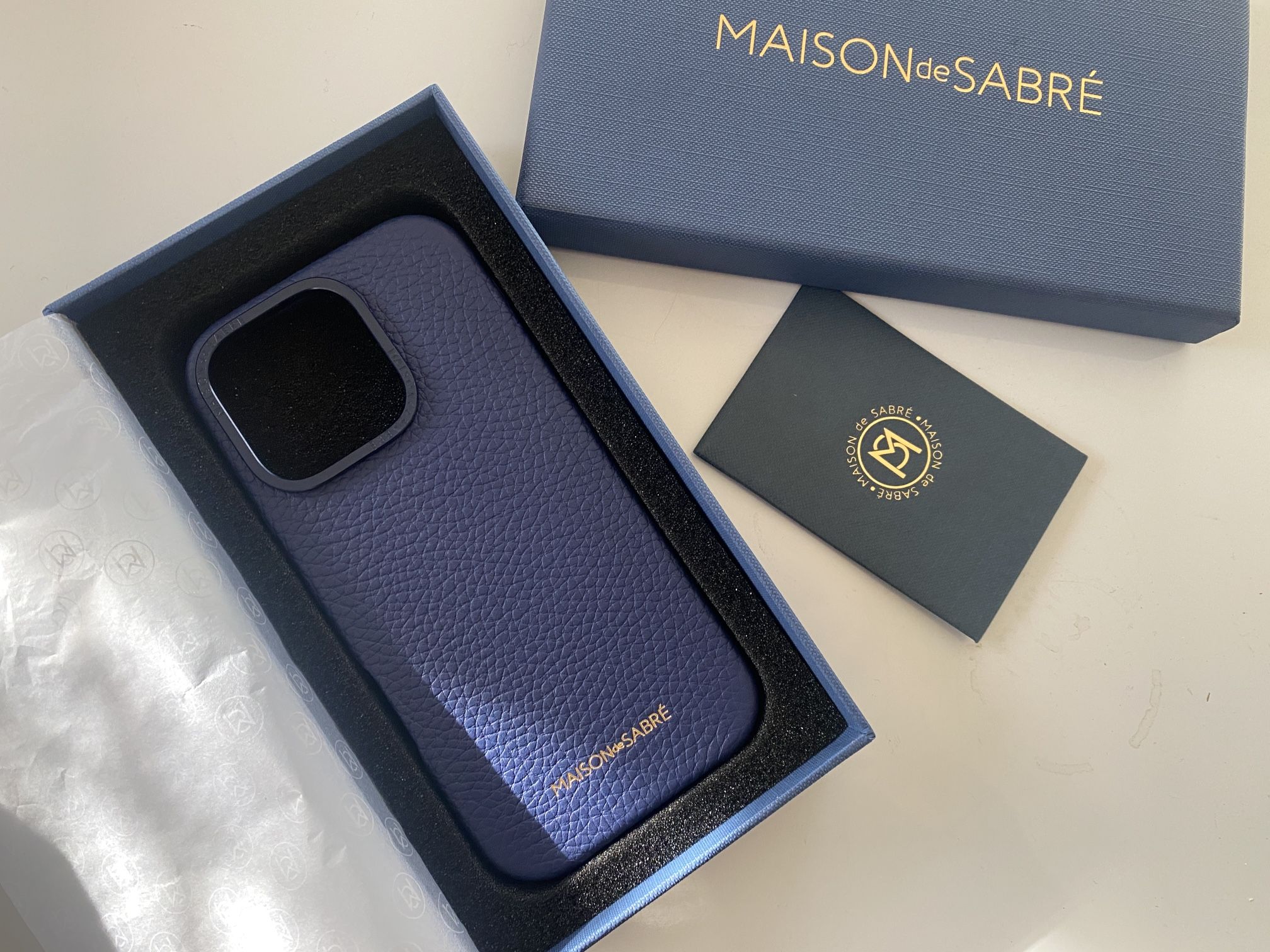 Maison de Sabre iPhone 16 Pro Leather Case Lapis Blue (NWT)