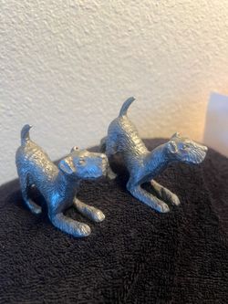 Vintage Wilton Armetale RWP Airedale Terrier Dog Knife Rests Pair Food Safe Penn Metal Figurines