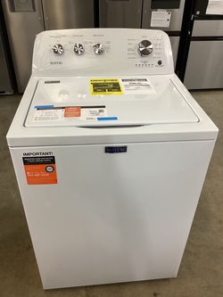 Maytag High Efficiency Agitator Small 3.8 cu.ft. Top Load Washer in White New Scratch and Dent