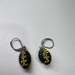 Green Crystal Football Earrings ! 