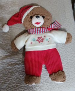 Christmas Plush Teddy w/ hat ,scarf 2016