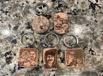 Picture Keychain, Personalized keychain, Wooden Keychain, Engraved Keychain, Custom Keychain