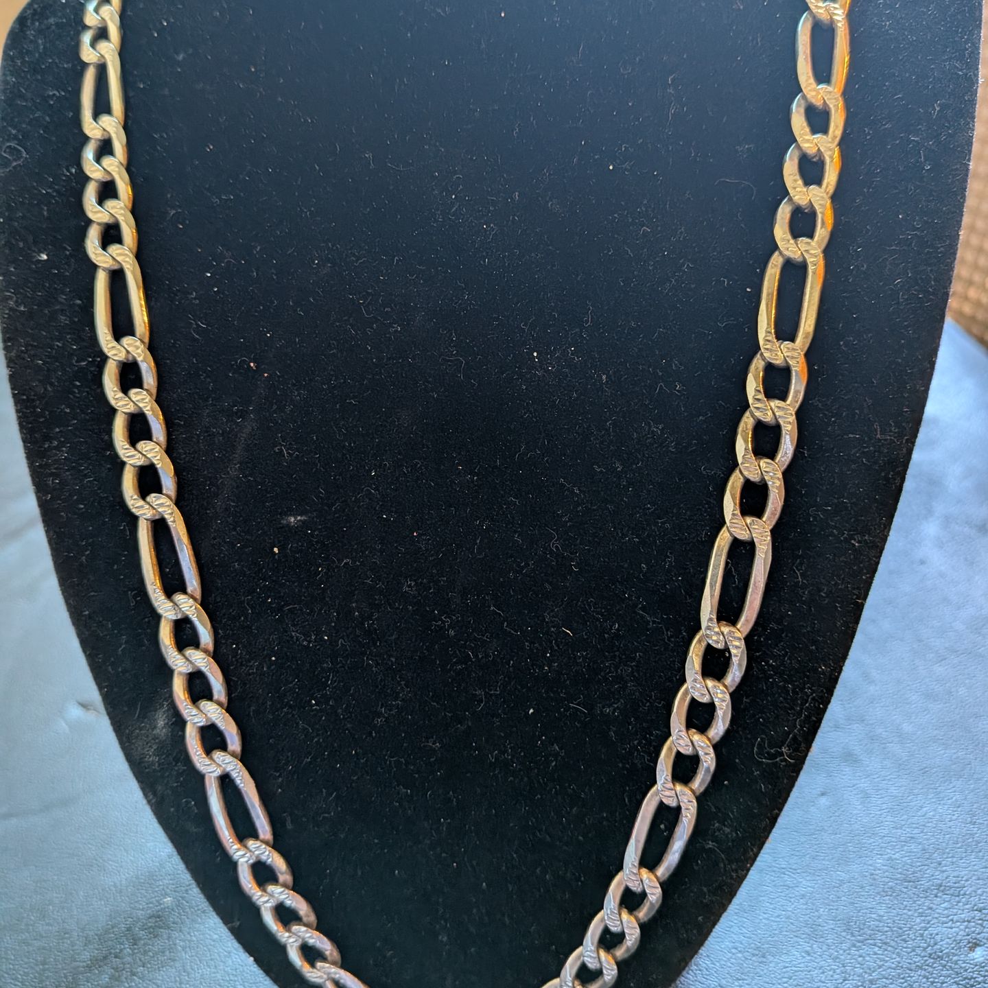 Stirling silver necklace double sided diamond cut