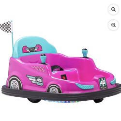 Kid Trax 6V Bumper Car Ride-On Toy, Pink, 360° Spin with LED Lights, Soft Bumpers, Safety Belt