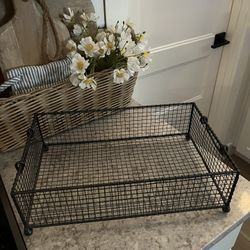 Metal Basket Tray With Handles $15