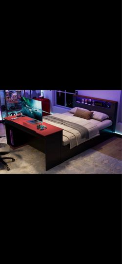 Full Size Gaming Bed with Desk (Unopened Box)