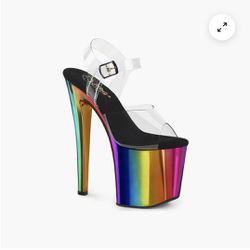 Pleasers “Enchant” Multicolor/Chrome Heels Size 9
