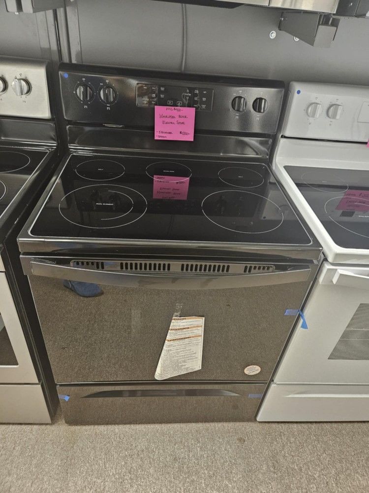 Brand New Whirlpool Black Electric Stove 
