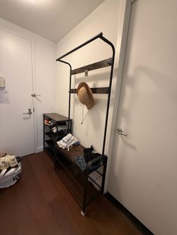 Rustic Hall Tree with Shoe Rack and Coat Hooks