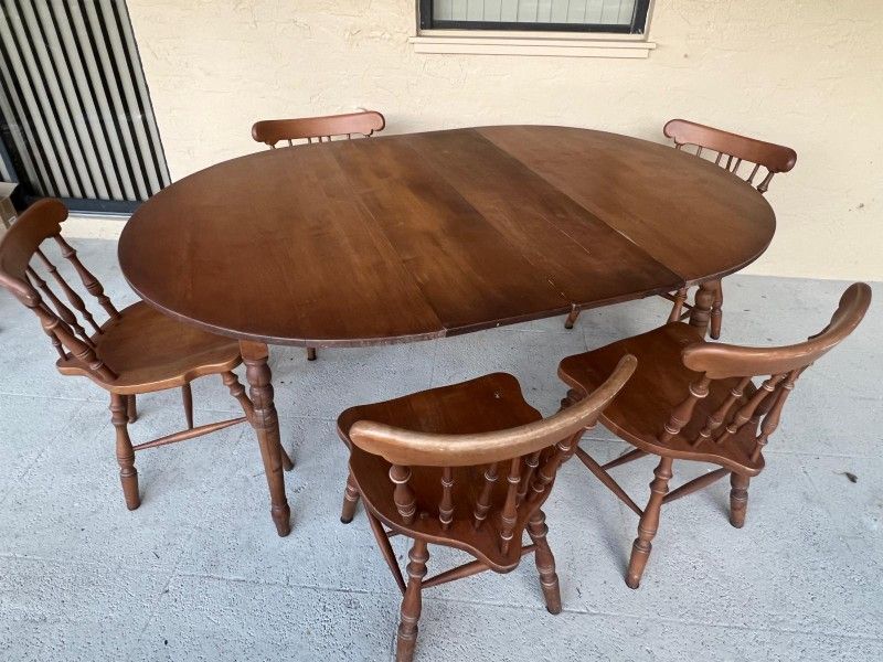 Antique Wood Table And Chairs