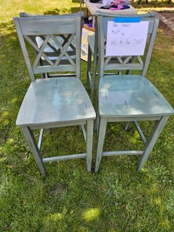 Old Canary Green Tall Barstools