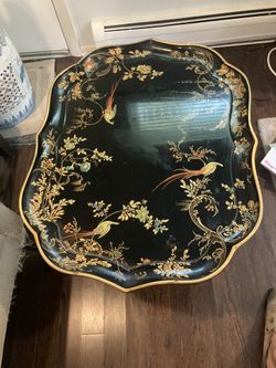 Paper Mache Tray On Stand Leaf